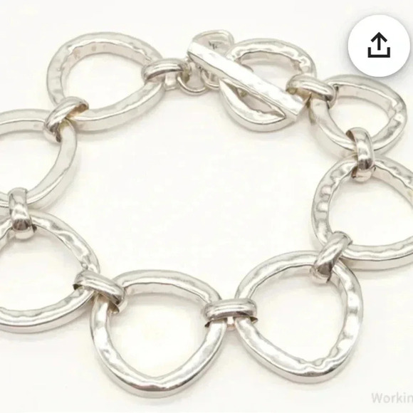 Designer Silpada Hammered Sterling Silver Toggle  Bracelet - Picture 3 of 10